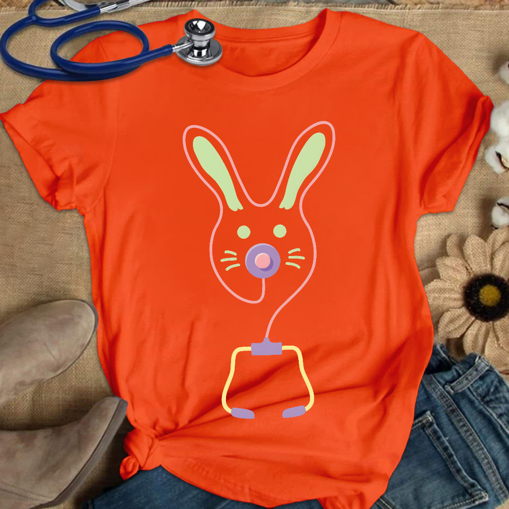 Easter Bunny Medical Tools For Nurse Or Doctor Cotton Nurse T-shirt