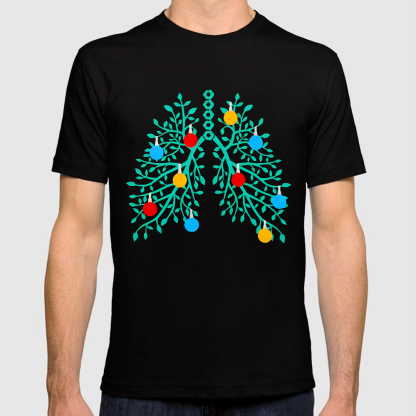 Lungs With Christmas Lights Respiratory Therapist Xmas Cotton Doctor T-shirt