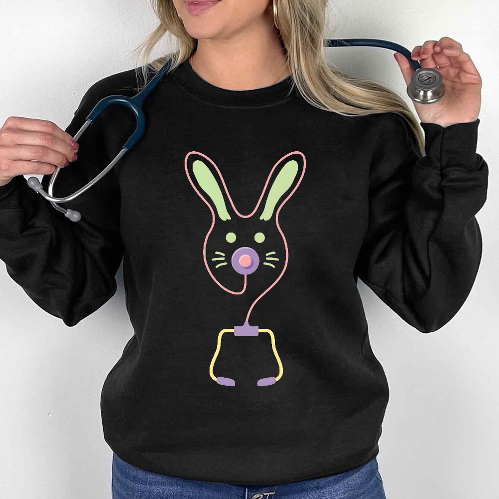 Easter Bunny Medical Tools For Nurse Or Doctor Cotton Pullover Sweatshirt