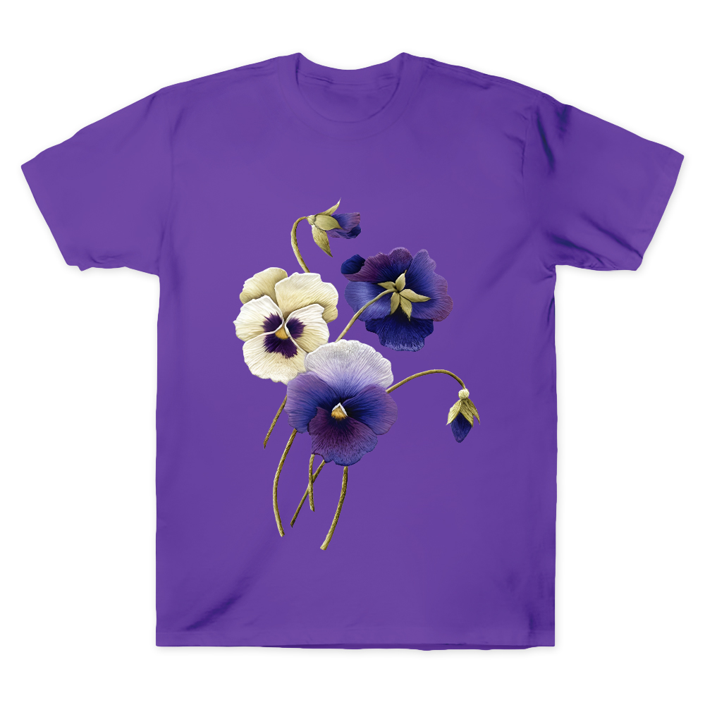 Alzheimer's Awareness Purple Floral Print Cotton Doctor T-shirt