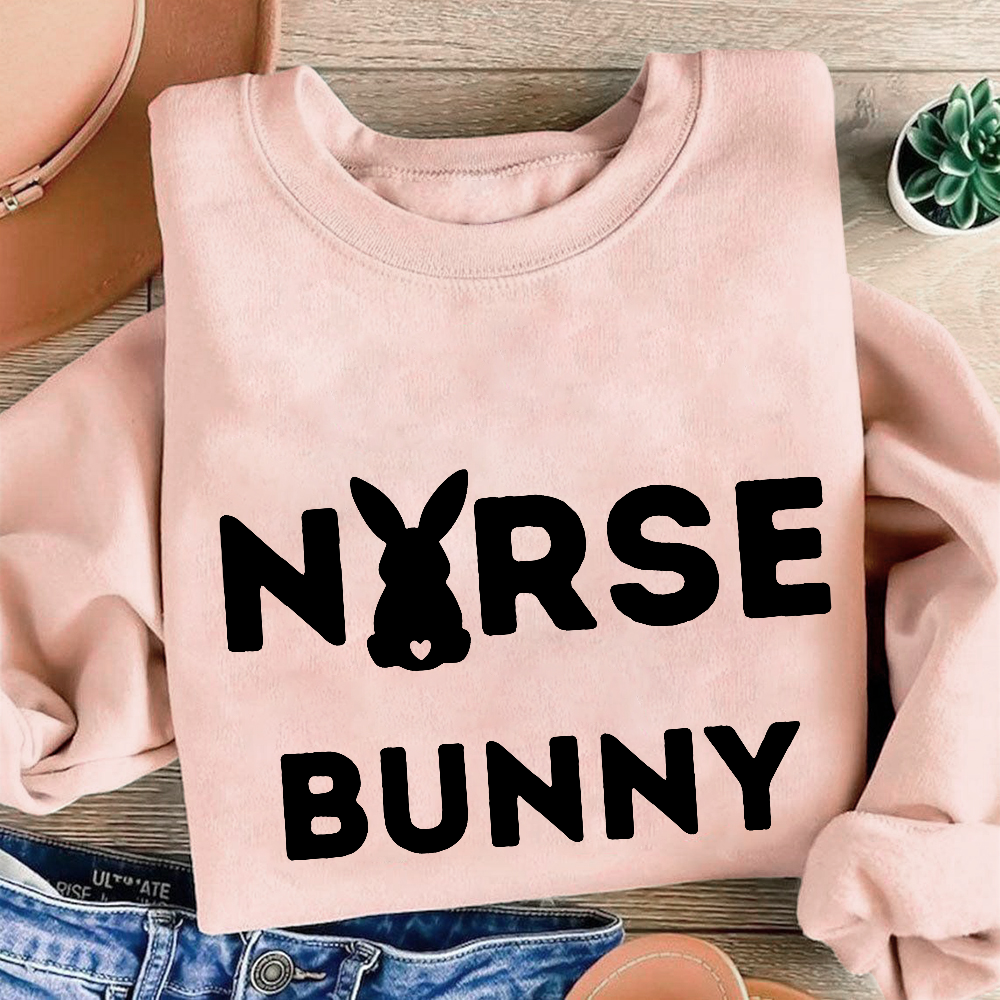 Nurse Bunny Cotton Pullover Sweatshirt