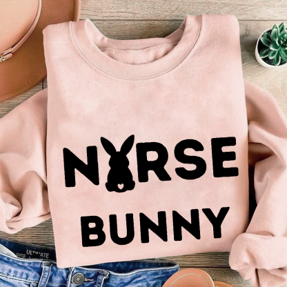 Nurse Bunny Cotton Pullover Sweatshirt