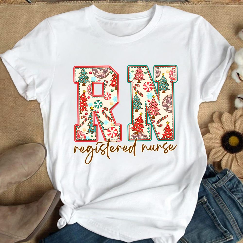 Christmas Registered Nurse Cotton Nurse T-shirt