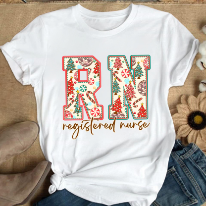 Christmas Registered Nurse Cotton Nurse T-shirt