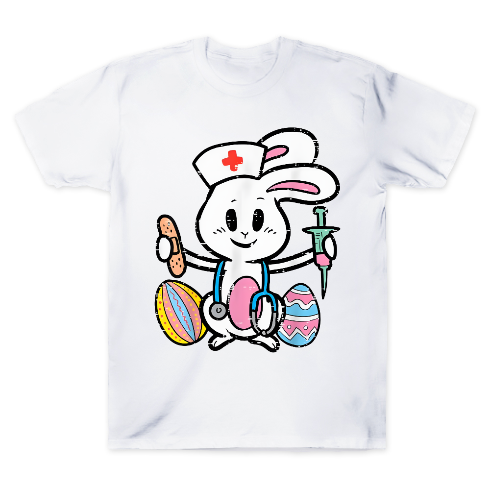 Easter Bunny Nurse Stethoscope Cute Rabbit Cotton Doctor T-shirt