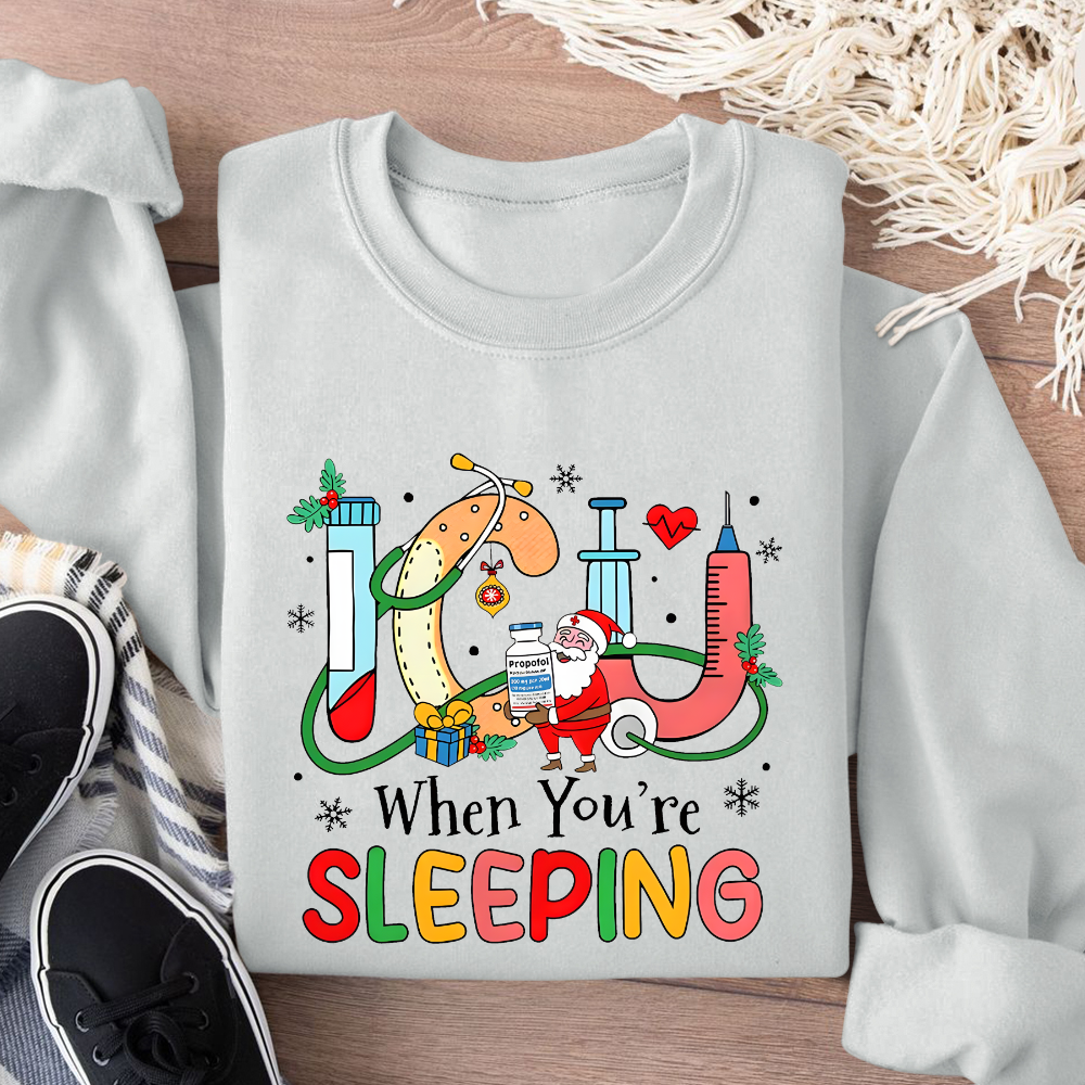 ICU When You're Sleeping Cotton Pullover Sweatshirt