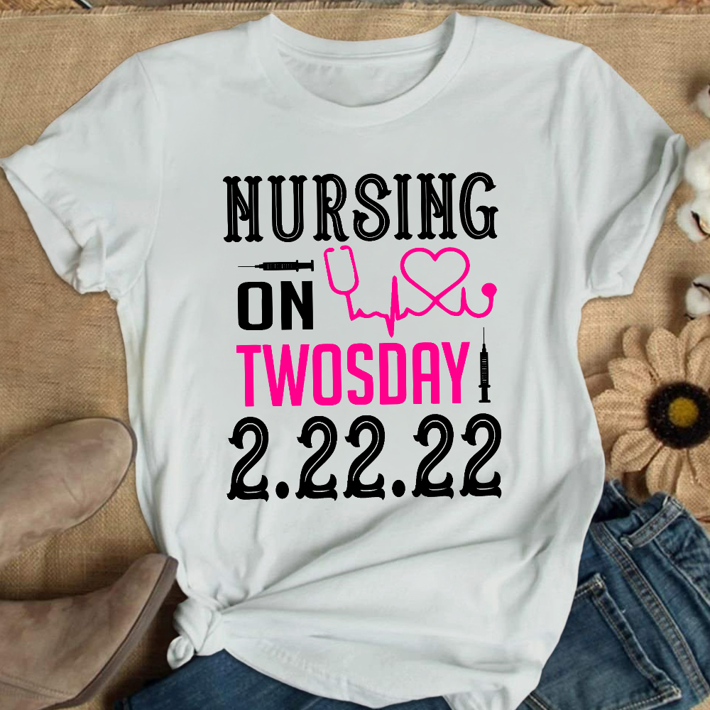 Nursing School On TwosDay Cotton Nurse T-shirt