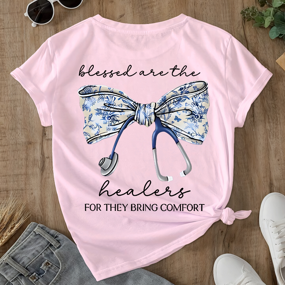 Blessed Are The Healers For They Bring Comfort Double-Sided Cotton Printed T-Shirt