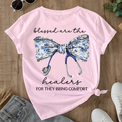 Blessed Are The Healers For They Bring Comfort Double-Sided Cotton Printed T-Shirt