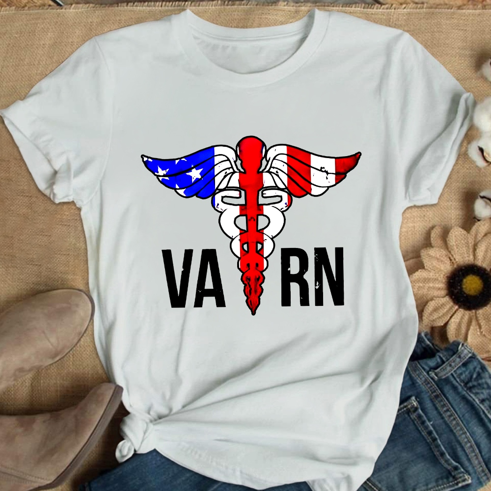 VA RN Nurse Symbol Flag Cotton Nurse T-shirt