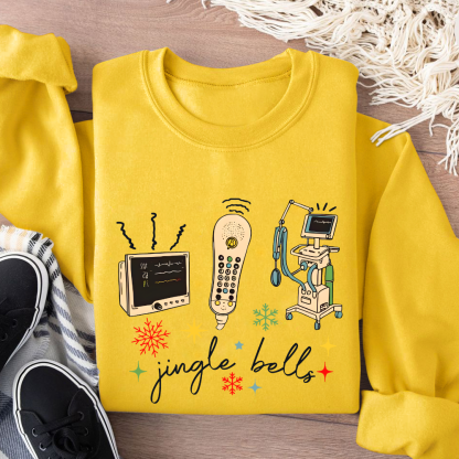 Jingle Bells ICU Nurse Xmas Cotton Pullover Sweatshirt