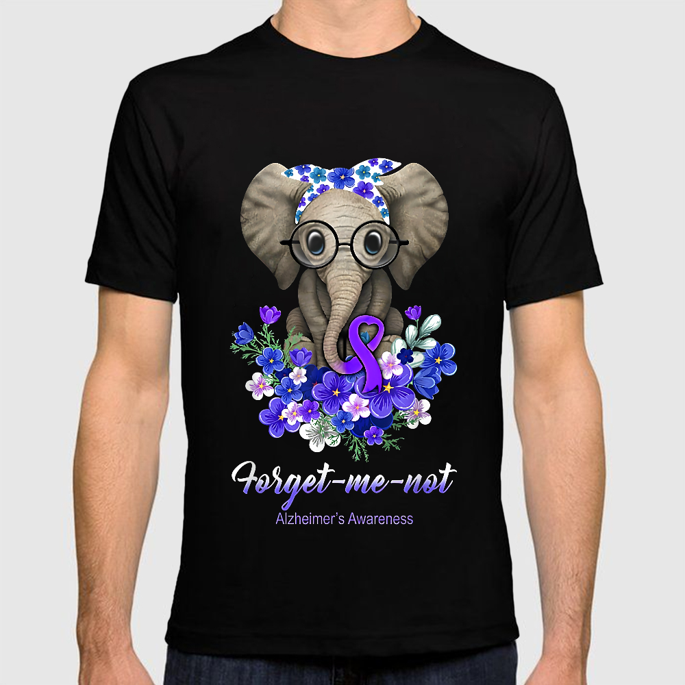Forget Me Not Alzheimer's Awareness Alzheimers Elephant Cotton Doctor T-shirt
