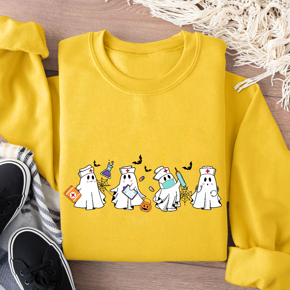 Ghost Nurse Cotton Pullover Sweatshirt