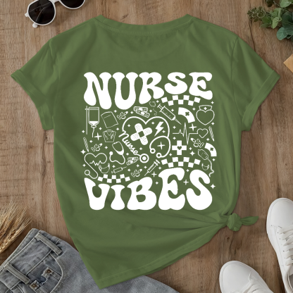Nurse Vibes Double-Sided Cotton Printed T-Shirt