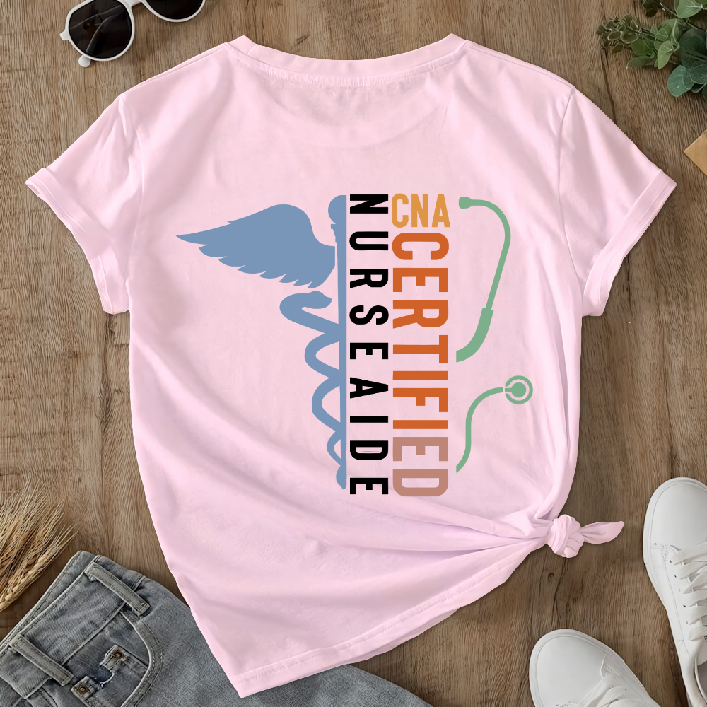 Certified Nursing Assistant Double-Sided Cotton Printed T-Shirt
