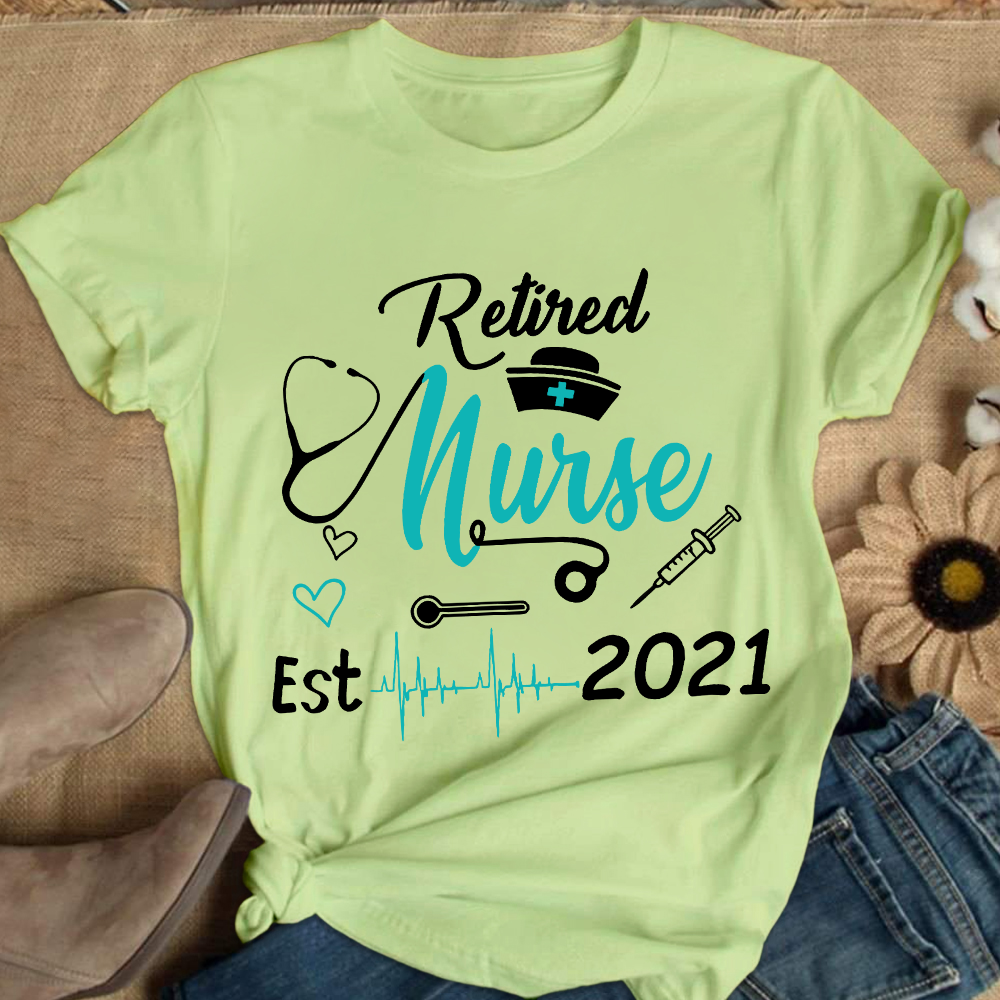 Personalized Nursing Retirement Est 2021 Cotton Nurse T-shirt