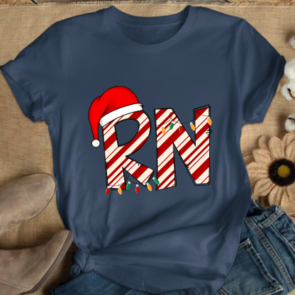 RN Registered Nurse Christmas Cotton Nurse T-shirt