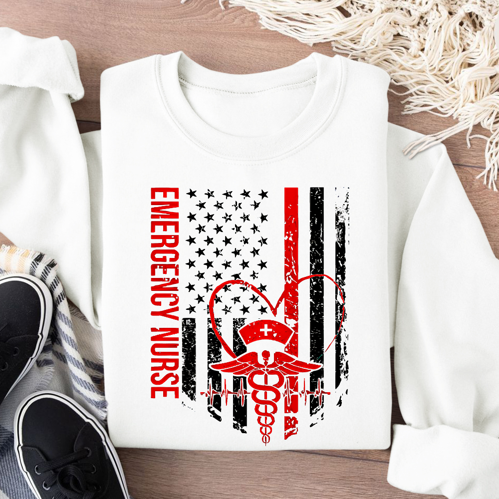 RN Nurse Flag Cotton Pullover Sweatshirt