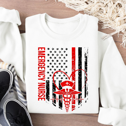RN Nurse Flag Cotton Pullover Sweatshirt