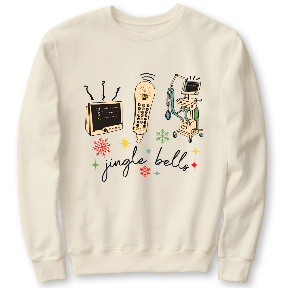 Jingle Bells ICU Nurse Xmas Cotton Pullover Sweatshirt