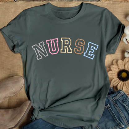 Embroidered Nurse Cotton Nurse T-shirt