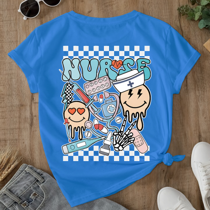 Melting Smiley Face Double-Sided Cotton Printed T-Shirt