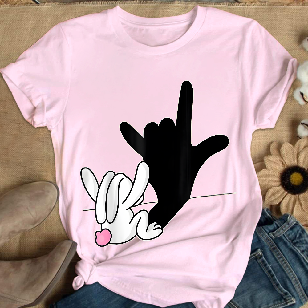 Cute Bunny Powerful Message Sign Language Gift Cotton Nurse T-shirt