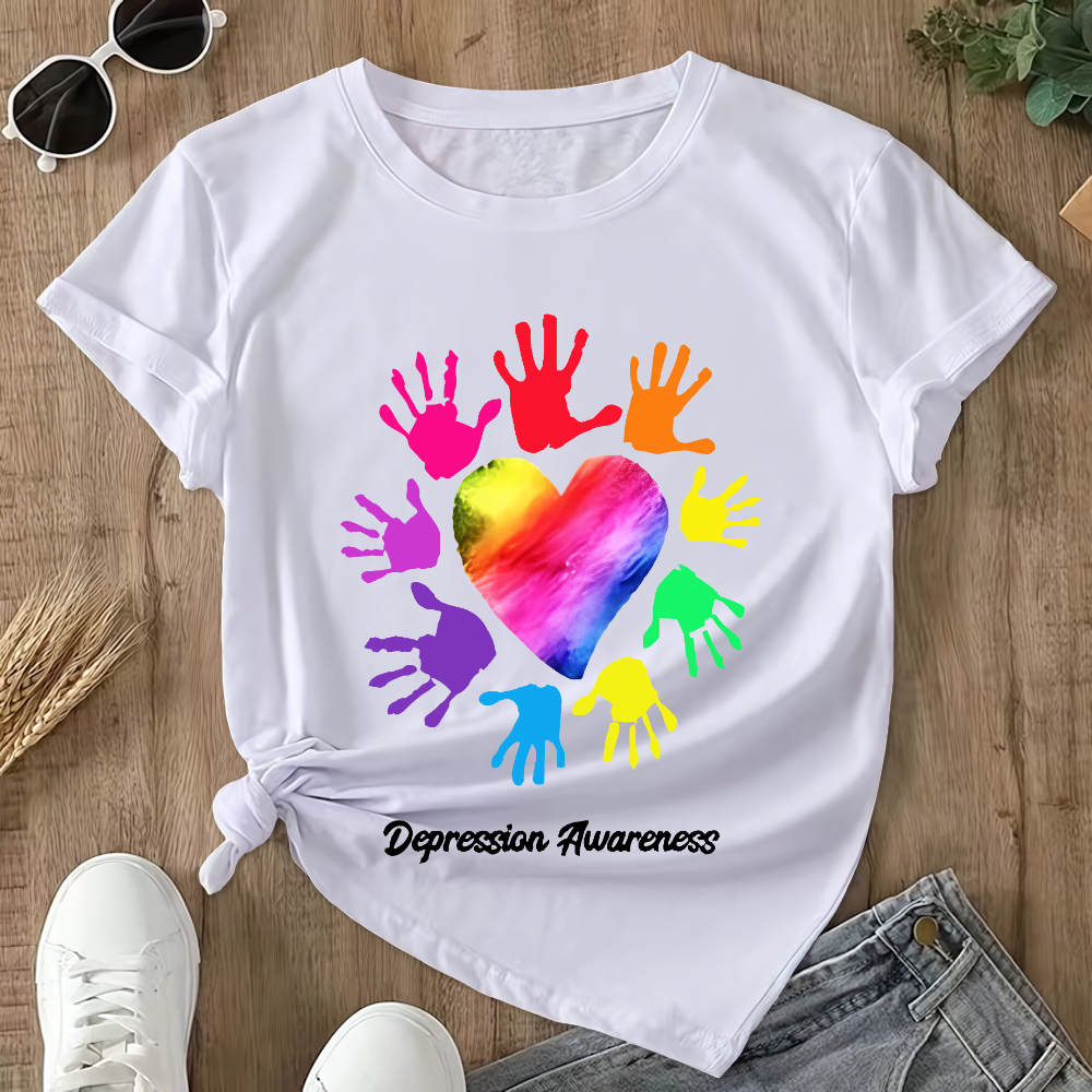 Depression Awareness Broken Crayons Still Color Double-Sided Cotton Printed T-Shirt