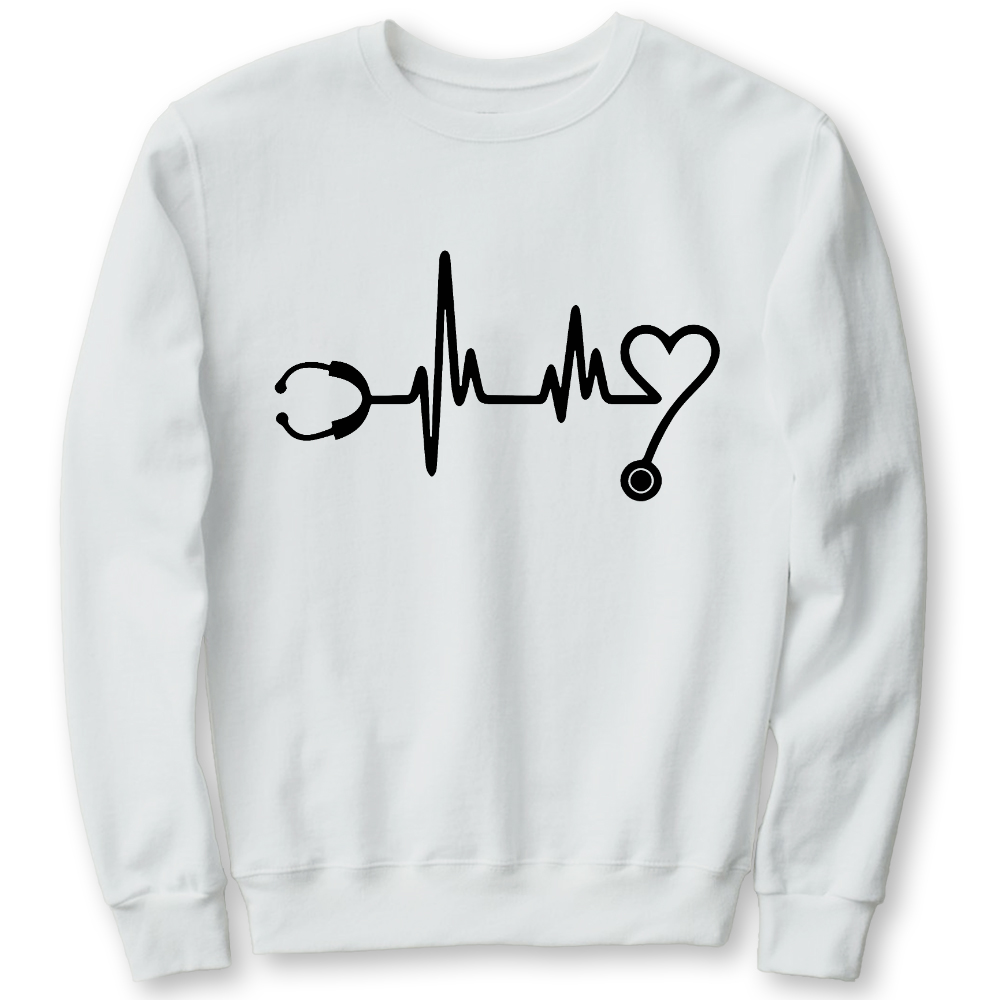 Stethoscope And Electrocardiogram Cotton Pullover Sweatshirt