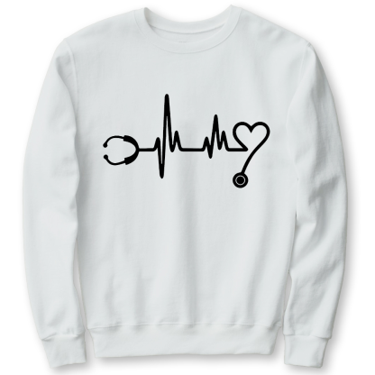 Stethoscope And Electrocardiogram Cotton Pullover Sweatshirt