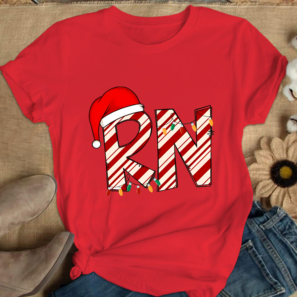 RN Registered Nurse Christmas Cotton Nurse T-shirt