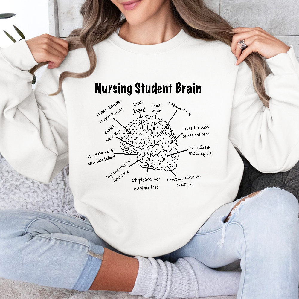 Nursing Student Brain Cotton Pullover Sweatshirt