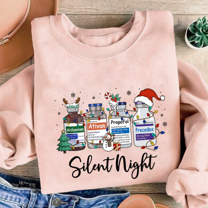 Silent Night Cotton Pullover Sweatshirt