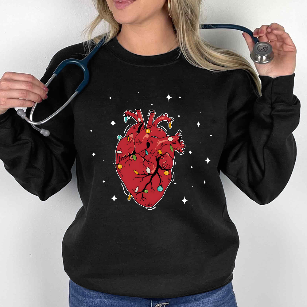 Heart Anatomy Christmas Cotton Pullover Sweatshirt