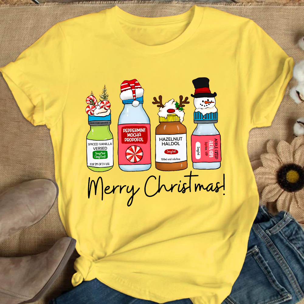 Merry Christmas Pharmacy Cotton Nurse T-shirt