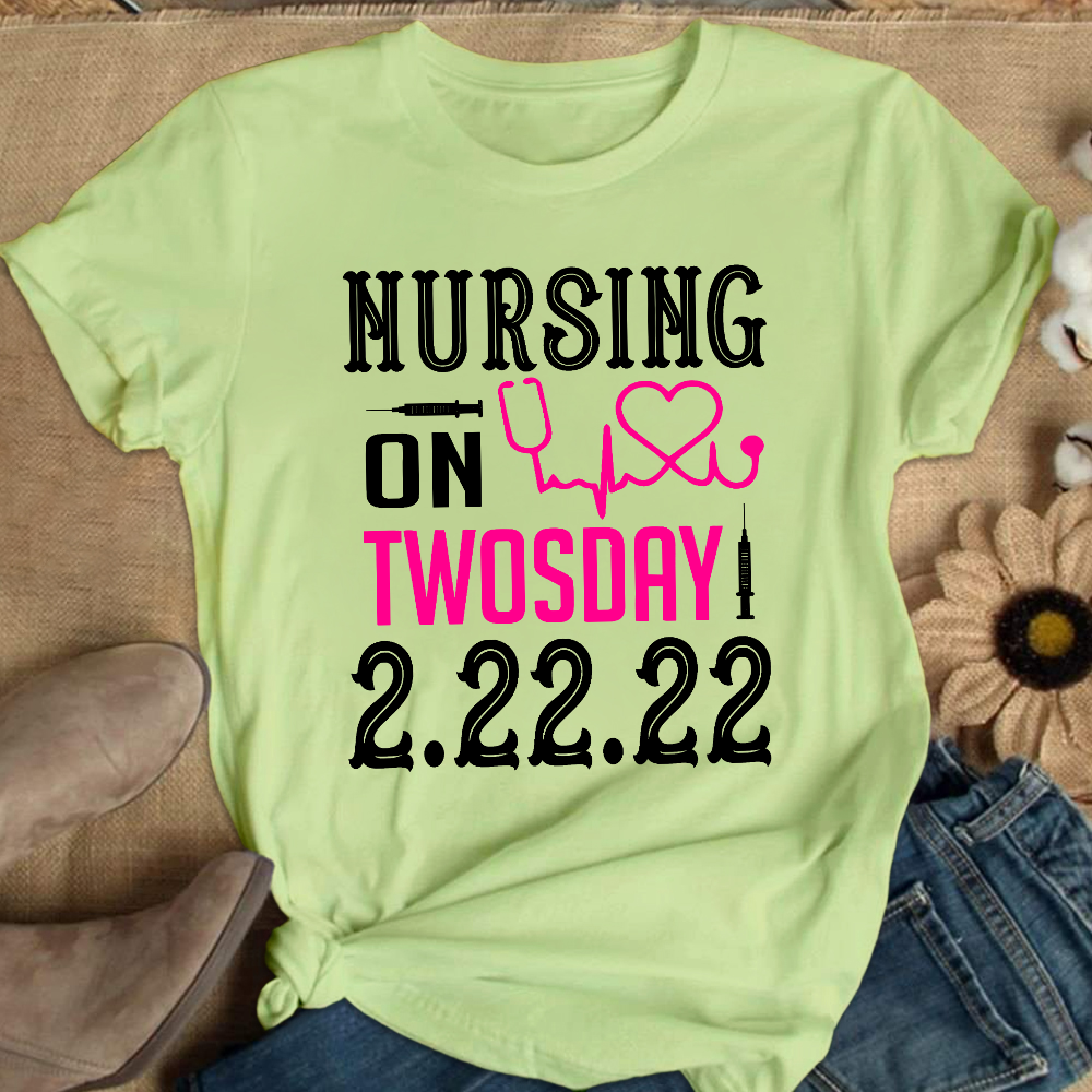 Nursing School On TwosDay Cotton Nurse T-shirt