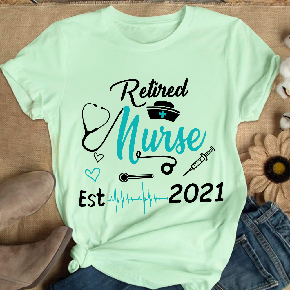 Personalized Nursing Retirement Est 2021 Cotton Nurse T-shirt