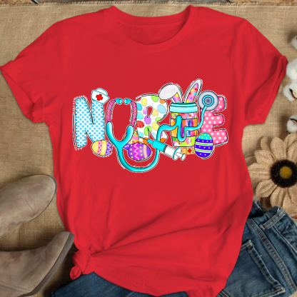 Easter Gnomes Cute Bunny Cotton Nurse T-shirt