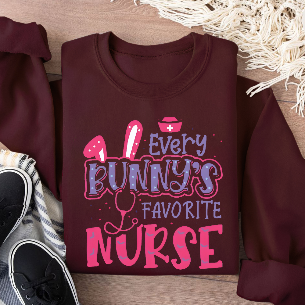 Every Bunny's Favorite Nurse Cotton Pullover Sweatshirt