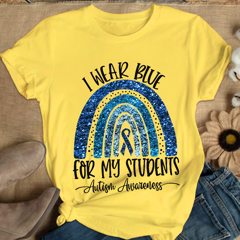 I Wear Blue For My Students Autism Awareness Cotton Nurse T-shirt