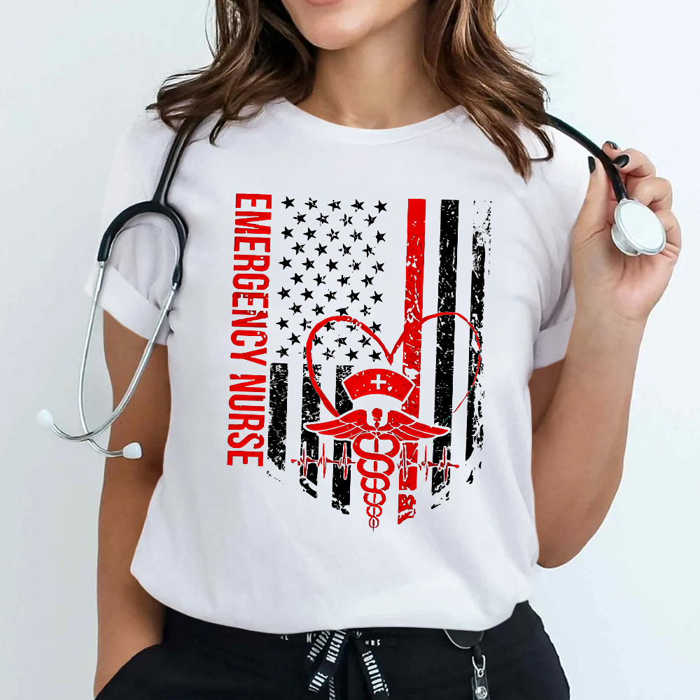 RN Nurse Flag Cotton Nurse T-shirt