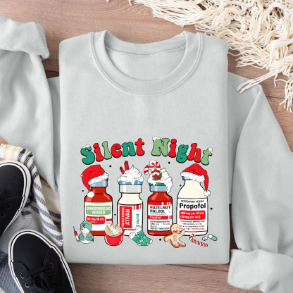 Santa's Helpers Silent Night Cotton Pullover Sweatshirt