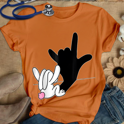 Cute Bunny Powerful Message Sign Language Gift Cotton Nurse T-shirt