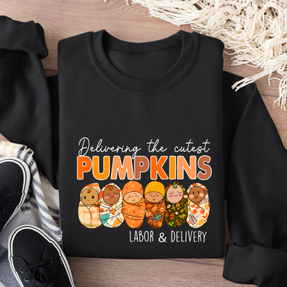Delivering The Cutest Pumpkins Nurse Cotton Pullover Sweatshirt