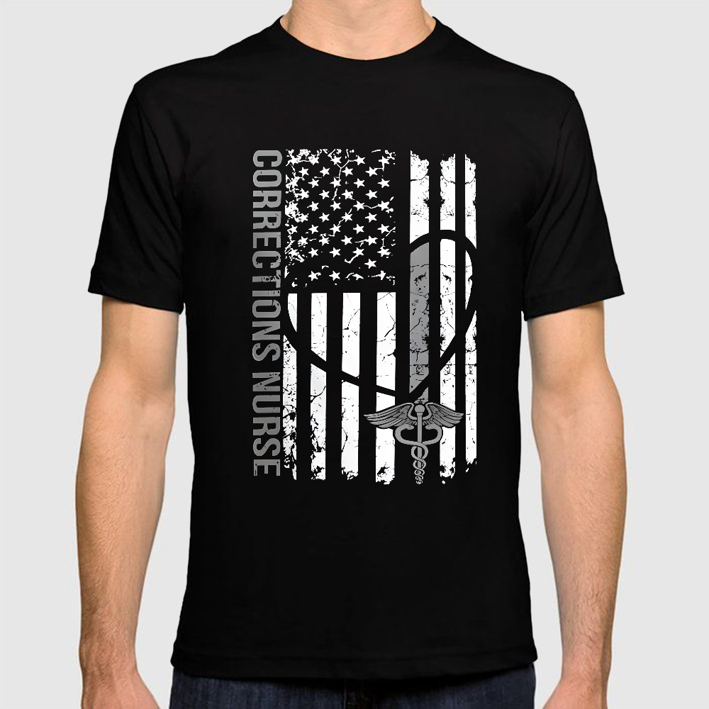Corrections Nurse Flag Cotton Doctor T-shirt