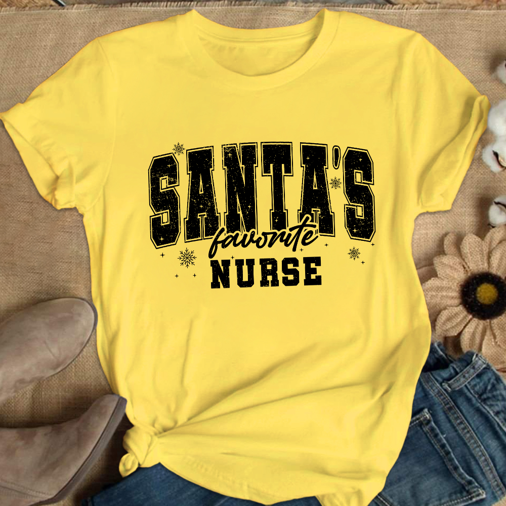 Santas's Favorite Nurse Cotton Nurse T-shirt