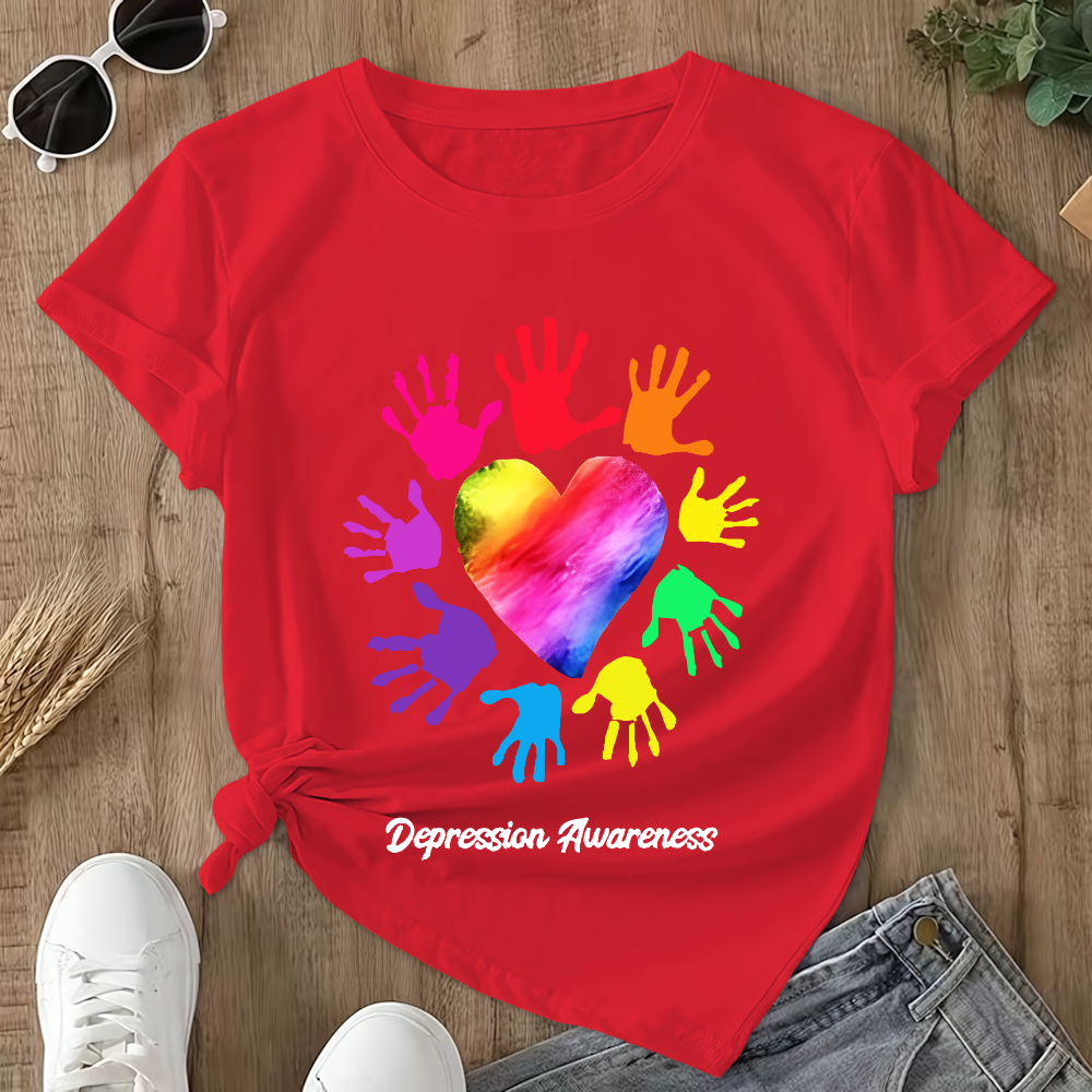 Depression Awareness Broken Crayons Still Color Double-Sided Cotton Printed T-Shirt