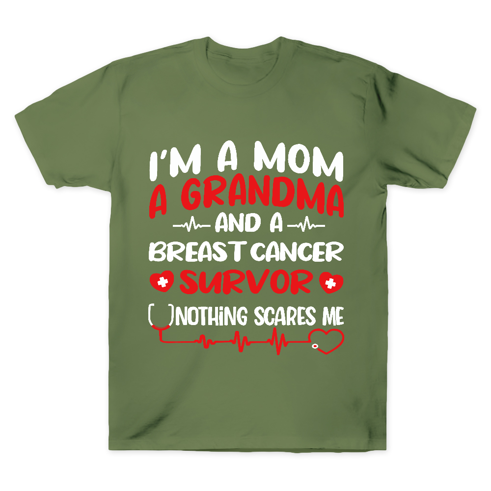 I'm A Mom And A Grandma And A Breast Cancer Survor Cotton Doctor T-shirt