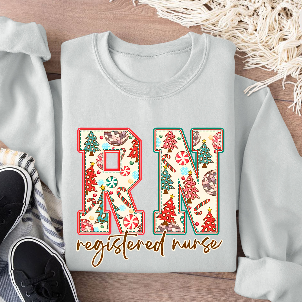 Christmas Registered Nurse Cotton Pullover Sweatshirt