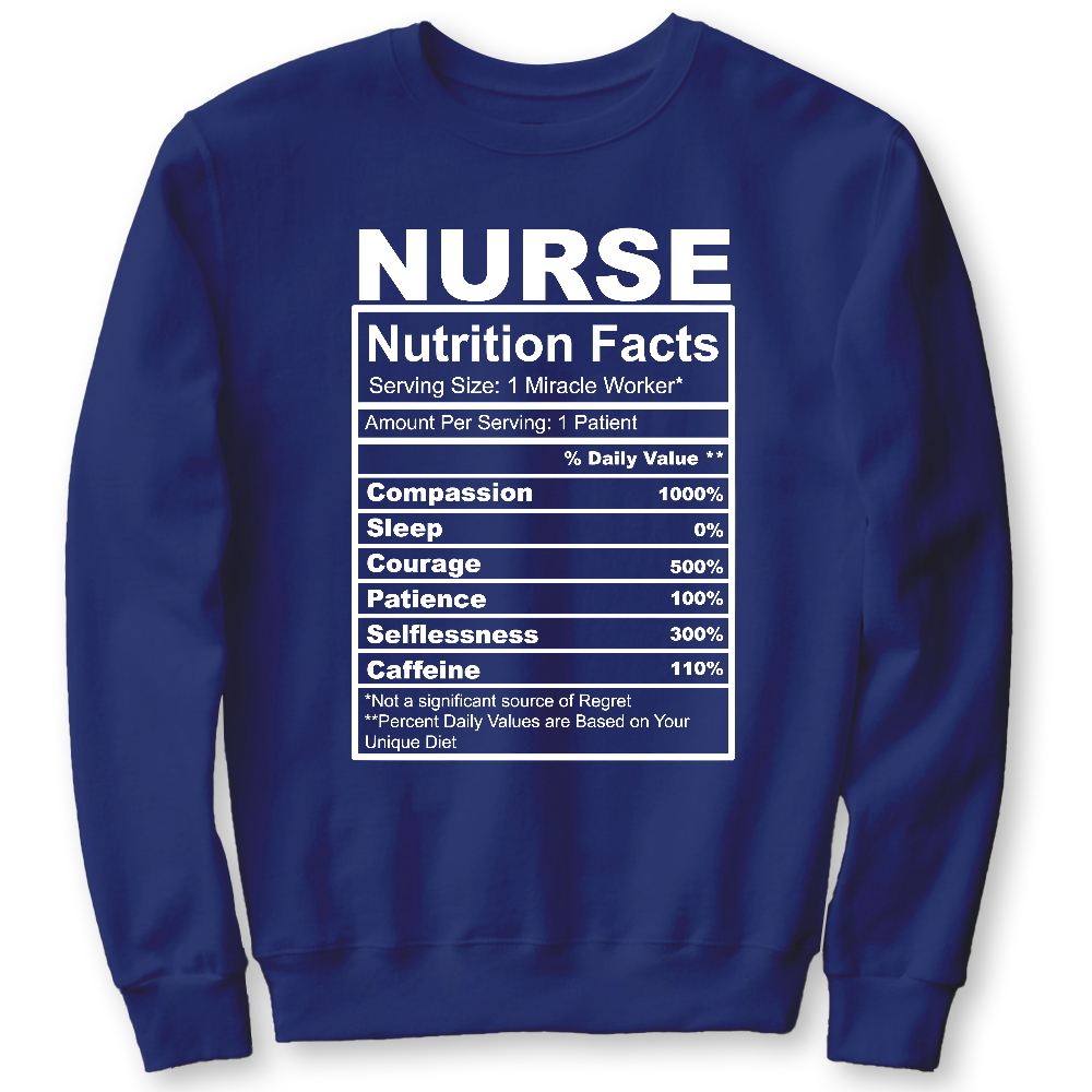 Nurse Nutrition Facts Cute Gift For Nurse Cotton Pullover Sweatshirt
